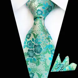 Новое поступление Галстуки Для мужчин Мода 2019 дизайн зеленый Королевский синий шеи галстук Pocket Square Set для Для мужчин s Галстуки для бизнеса