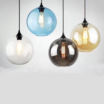 

Modern simple glass hanging light fixture nordic creative 25cm colorful glass ball living dining room bedroom pendant light lamp