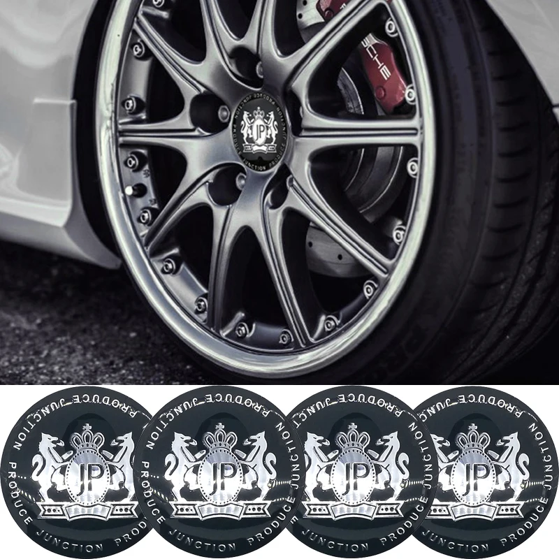 

4pcs 56mm JP Junction produce Car Tyre Steering Wheel Center Hub Cap Emblem Badge metal Sticker For BMW Nissan Audi Car Styling