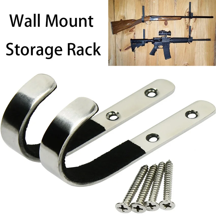 

1 Pair Gun Wall Mount Storage Rack J-Hook Rifle Shot Gun Hangers Set Anti-Scratch New Stainless Steel Gun Rack 2019 Hot Sale
