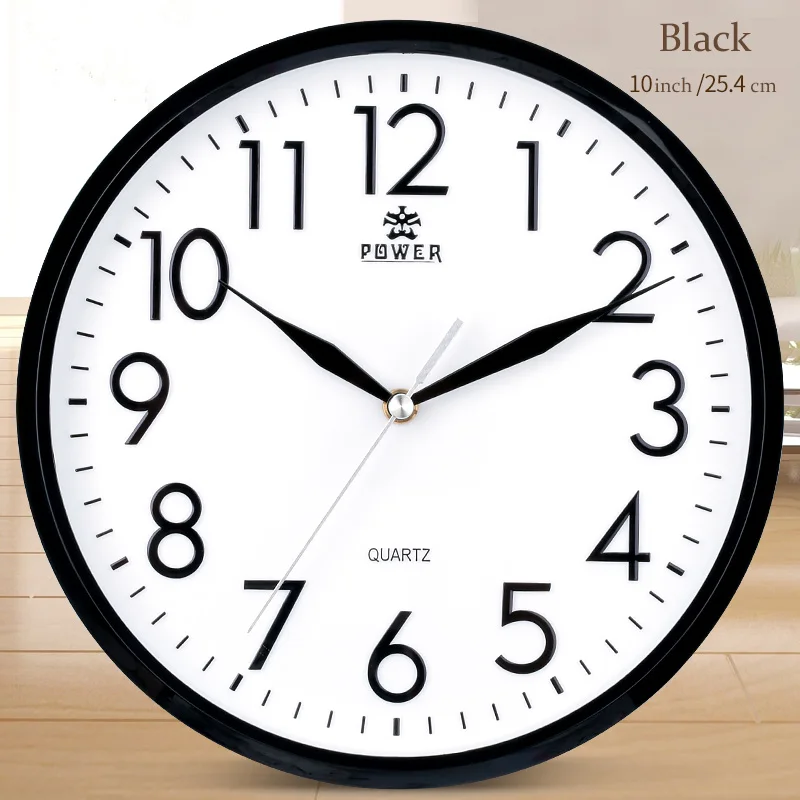 

10 inch Silent Universal Round Wall Clock AA Battery Operated Easy to Install Accurate Quartz Clock Great for Home Office deco