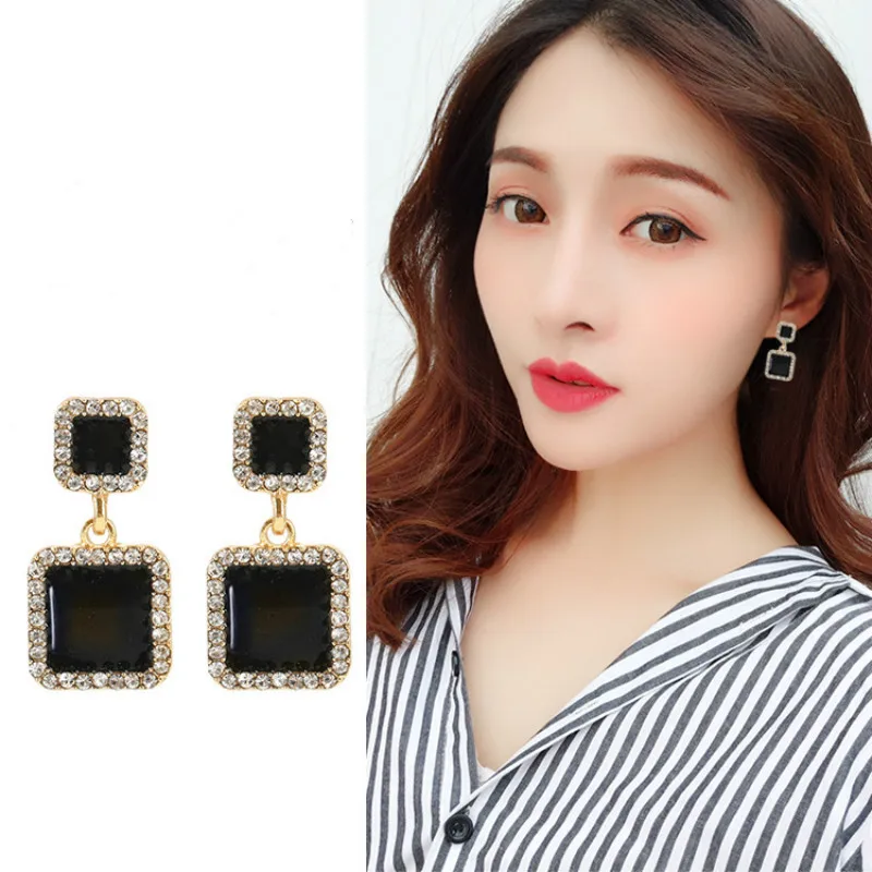 

Korean fashion accessories, white personality, black earrings Earings Fashion Jewelry 2019