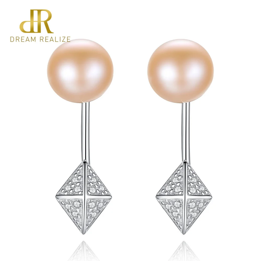 

DR Beautiful 925 Sterling Silver Ladies Fashion High-end Jewelry Pink Colour Bread Pearl Stud Earrings for Women Wearing Method
