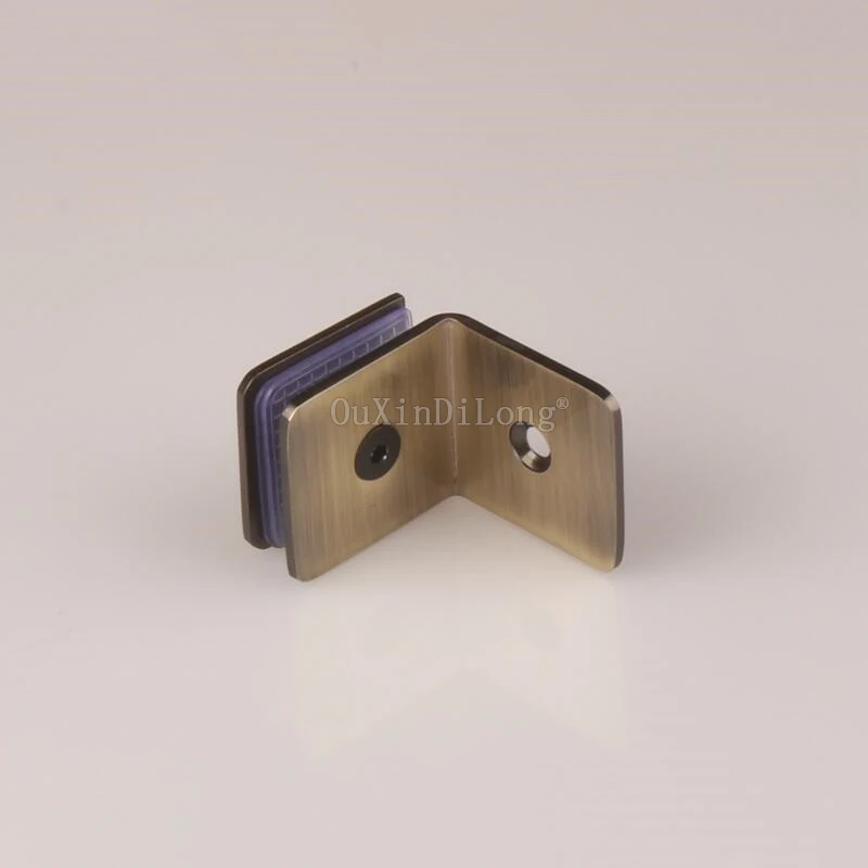 Vente 2 pcs Bronze Carré Forme 90 Degrés En Acier Inoxydable Verre Clamp Support Mur de Verre pour 8 10mm verre JF1774