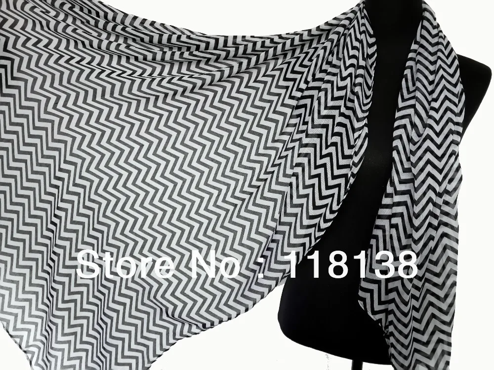 

10pcs/lot Fashion Chevron Wave Print long Scarf Polyester Hijab Scarves , Free Shipping