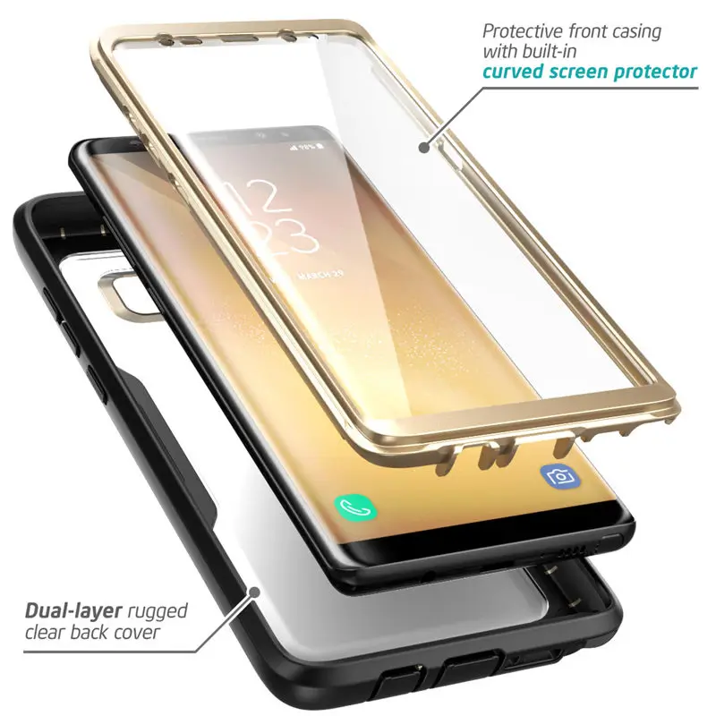 For Samsung Galaxy Note 8 Case i-Blason Magma Heavy Duty Shock Reduction Bumper Cover with Built-in Screen Protector& Belt Clip