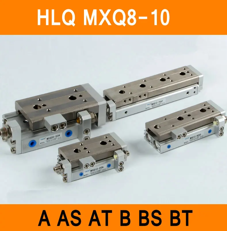 HLQ MXQ8-10 SMC Type MXQ Pneumatic Slinder Cylinder MXQ8-10A 10AS 10AT 10B Air Slide Table Double Acting 8mm Bore 10mm Stroke pneumatic air cylinder of mxh6 10 smc type