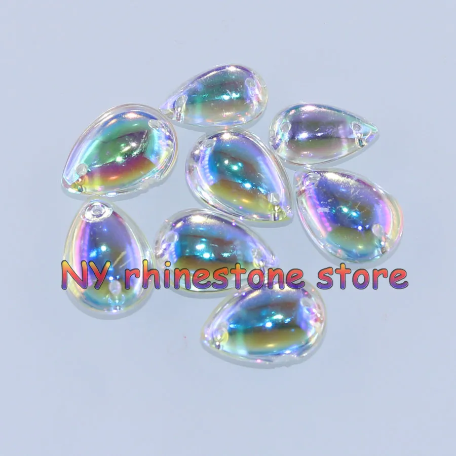 

Many size,50pcs/bag,Clear ab,Water drop shape,Smooth surface flatback acrylic rhinestone,hand sew rhinestones,for dress,shoes