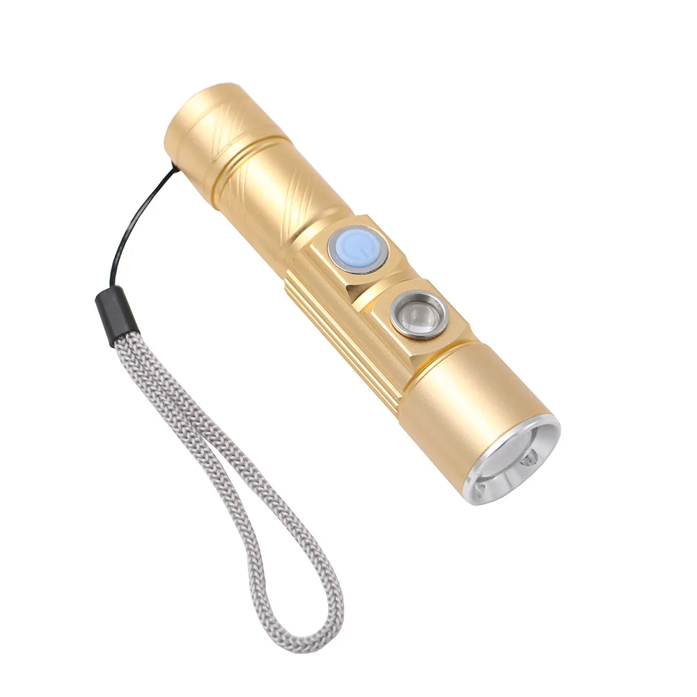 USB удобный мощный светодиодный светильник-вспышка с возможностью масштабирования, 5 режимов, перезаряжаемый фонарь, фонарик, велосипедный Карманный светильник для охоты, белый/красный светильник