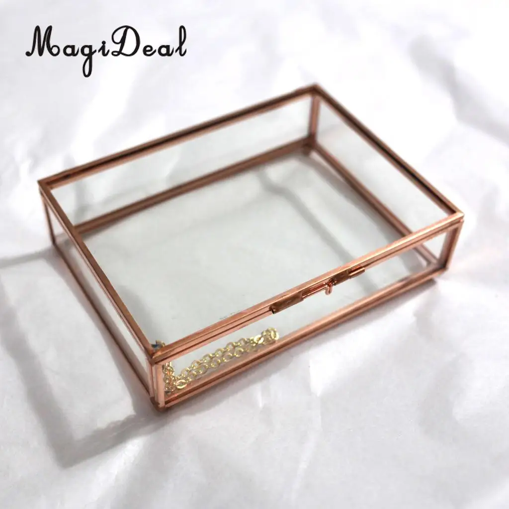 Modern Glass Metal Cuboid Geometric Terrarium Succulent Plants Planter Container Jewelry Holder Gift Favor Copper