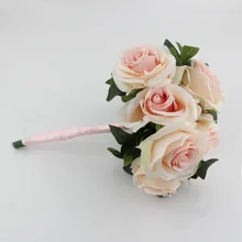 Inofin светло-золотой и Розовый Свадебный букет невесты с цветами ручной работы розы Искусственные цветы Свадебные букеты Быстрая