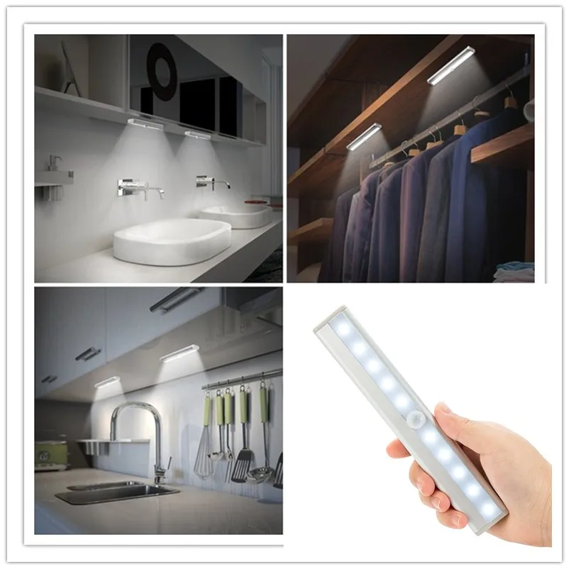 

Amagle LED Night Lights with Motion Sensor Closet Cabinet Light AAA Battery Operated Lamp Auto Switch ABS Night Lamp Luminaria