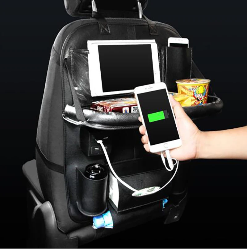 Car Auto Seat Back Multi-Pocket Storage Bag Organizer Food Table Pallet Holder with Multi-function Foldable Car Folding Holder