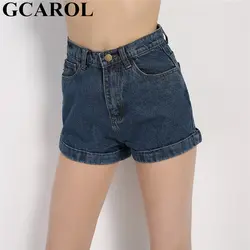 Женщины новое поступление джинсовые шорты старинные высокая талия манжеты бренда джинсовые шорты Girls'Sweet носить сексуальное Большой