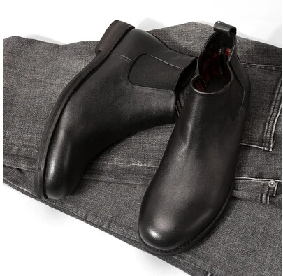 Мужские повседневные модные ботинки в британском стиле Ботинки martin модные короткие мужские Ботильоны из воловьей кожи коричневого/черного цвета - Цвет: as shown