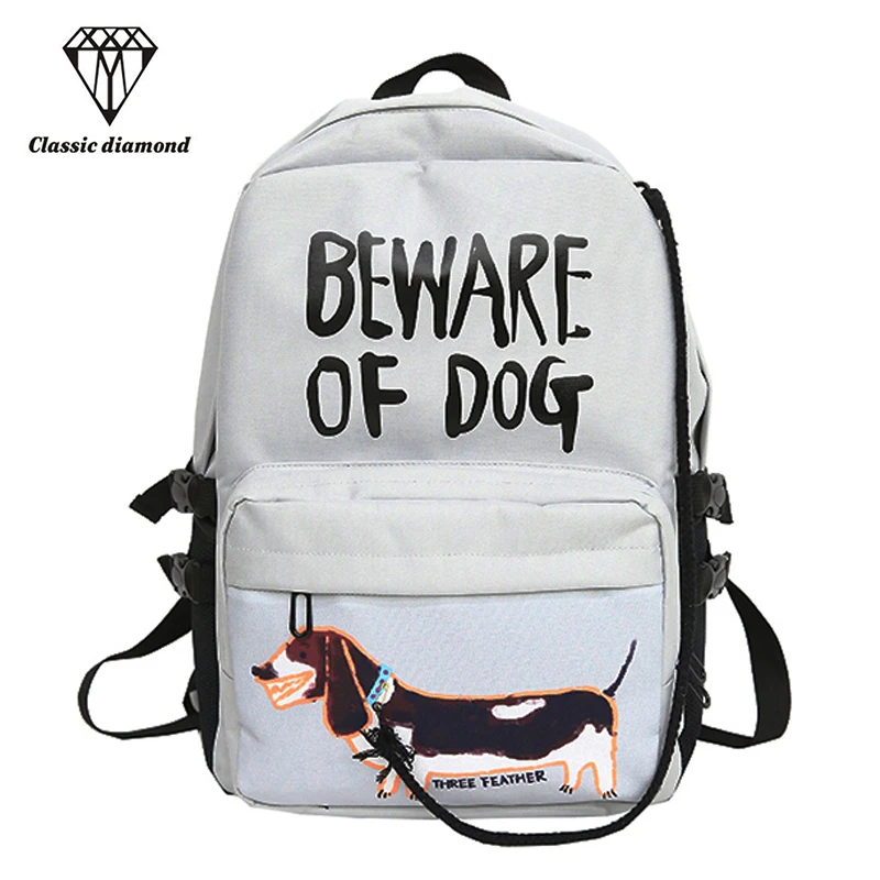 

New Student Travel Dog Printing Oxford Cloth Backpack Unisex Korean Style Multi-Functions Thickening Fresh Dachshund Pattern Bag