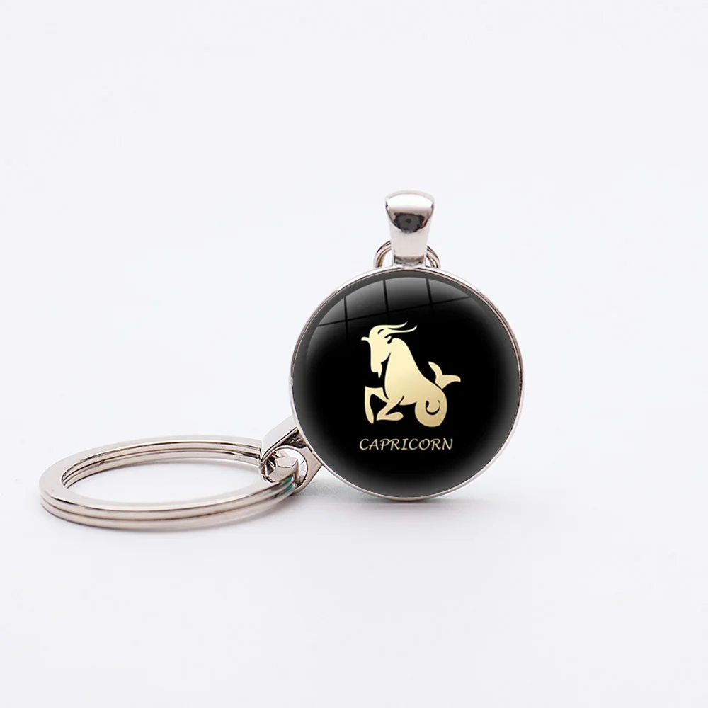 

Capricorn Silver Plated Keychain Signs 12 Star Zodiac Constellation Pendants Scorpio Horoscope Astrology Disc Keyrings