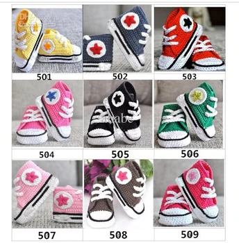 

many color Baby crochet sneakers tennis booties boy girls infant sport shoes cotton 0-12M size 1pairs/lot custom