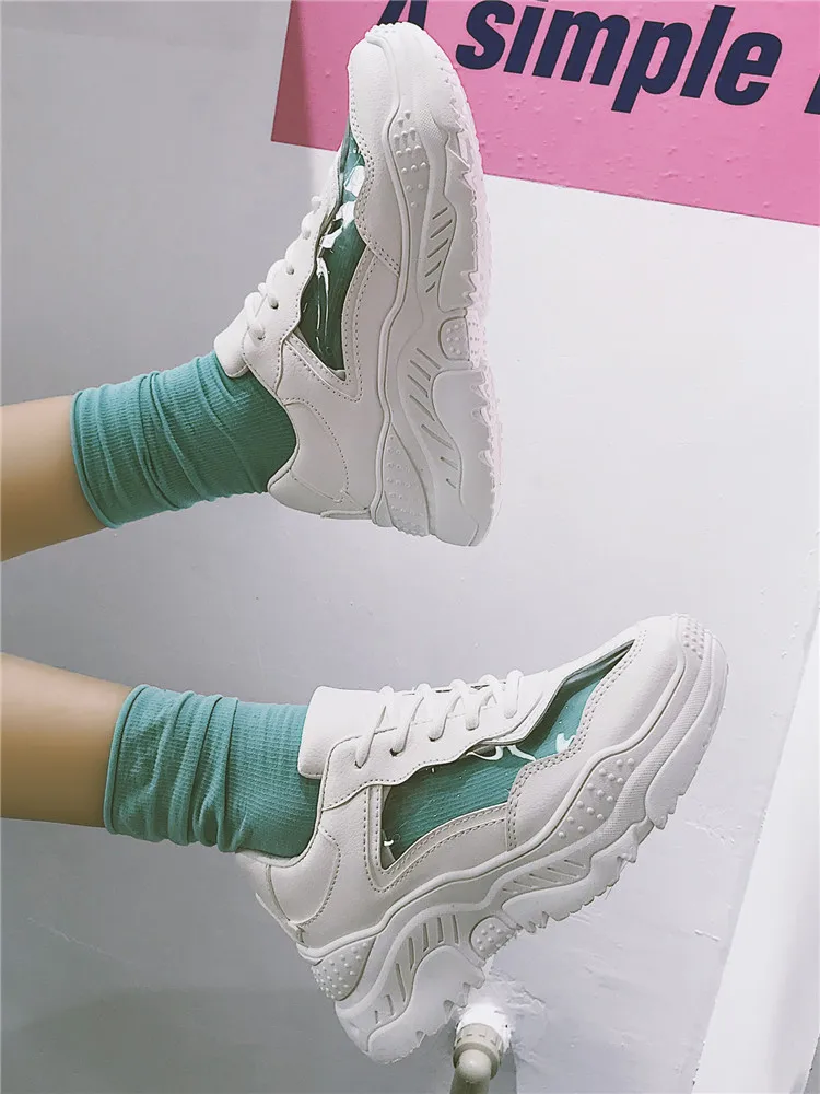 À jaune Clair Talons lavande Épaisses Chaussures blanc vert Tendance Nouveau Chaussettes Rose Gelée Hauts Sport De Semelles Harajuku rouge Occasionnels 2018 Chaussures Mode Envoyer Style Hq7S8vxB