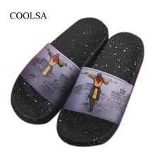 COOLSA/мужские летние домашние тапочки из ПВХ на плоской нескользящей подошве; пляжные вьетнамки; уличные спортивные тапочки в стиле хип-хоп; мужские сандалии-шлепанцы