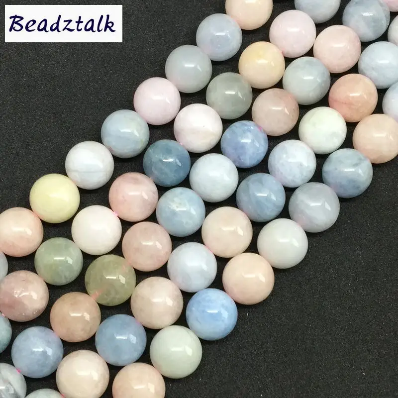 Natural Stone Colorful Morganite Spacer Round Beads 6 mm 8 mm 10 mm 12 mm 14 mm Rare DIY Jewelry Making Suppies mm