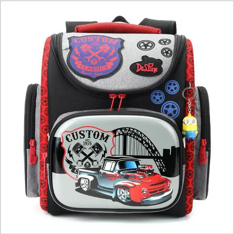 

Boys new models delune famous brand kids unfold school backpack orthopedic cartoon cars or planes book school bag
