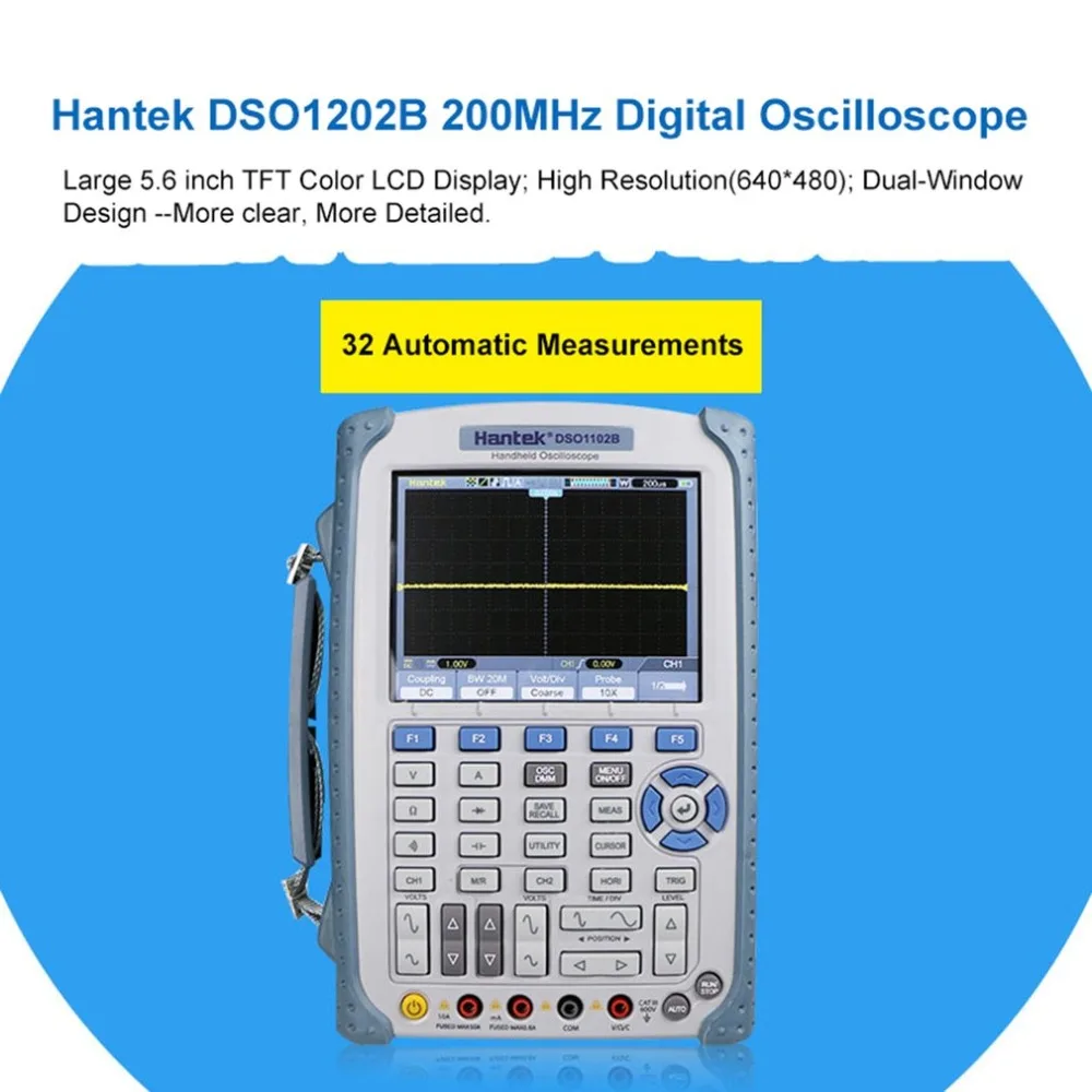 Hantek DSO1202B 200 МГц Ручной цифровой осциллограф 2 канала 1GSa/s Osciloscopio с 6000 мультиметром