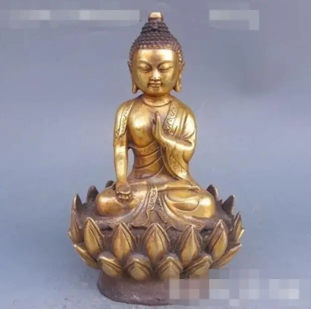 

song voge gem S6196 9"Old Tibet Tibetan Buddhism Bronze Sakyamuni Shakyamuni Amitabha Buddha Statue