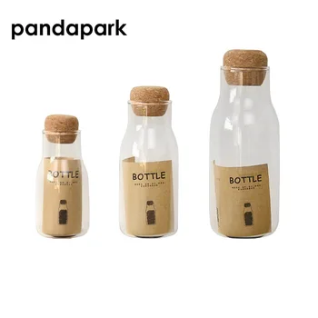 

Pandapark 150ML 300ML 600ML Storage Jar Heat Resistant Glass Cork Storage Bottle Storage Tank Tea Pot Seasoning Pot PPM019