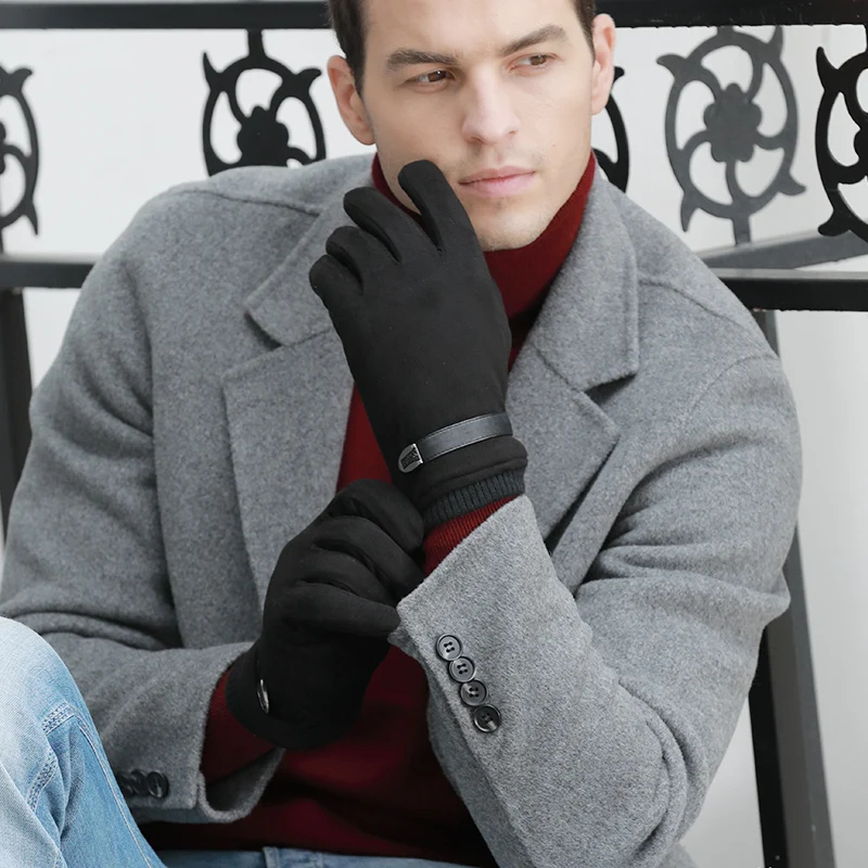 Мужские перчатки с сенсорным экраном для взрослых замшевые перчатки утолщенные ветрозащитные рукавицы экран Молодежные велосипедные