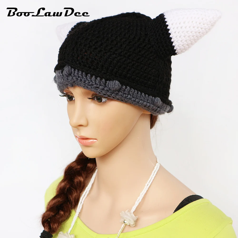 

BooLawDee men and women novelty winter character beanie hat crochet handmade funny Halloween chapeau patchwork free size M097