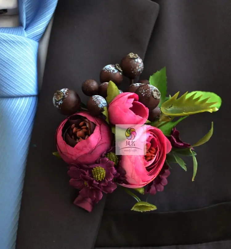 1 шт свадебная бутоньерка, жених бутоньерка Невеста Подружка невесты женские руки на запястье цветок Искусственные цветы корсажи свадебные принадлежности - Цвет: Color3 Boutonniere