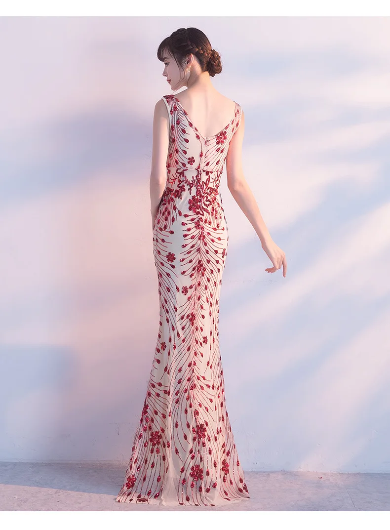 Womens summer dresses new arrival 2019 Party Sleeveless V neck Sexy slim long fashion Trumpet mermaid female clothes (61)
