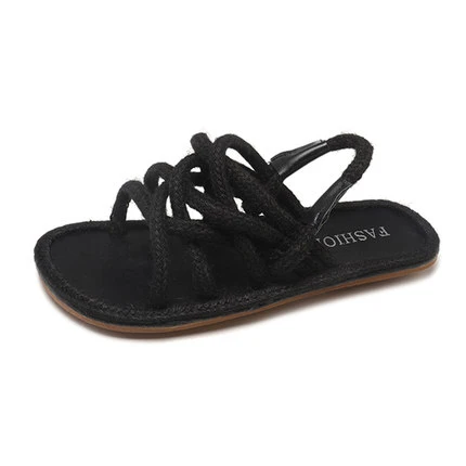 

neujge 2019 new woven cross hemp rope casual sandals wild Roman sandals flat bottom fashion summer women's shoes 3840