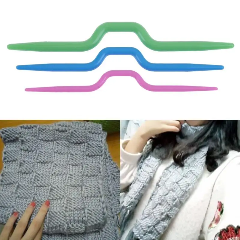 

3pcs Plastic Twist Curved Needles Scarf Sweater Knitting Needles Handcraft DIY Weaving Tool Sewing Accessories