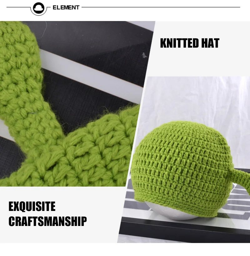 Cosplay Funny Men Cap Knit Green Monster Skullies Hat With Ears Winter Spring Beanie Hats For Women Men Halloween Gift  (4)