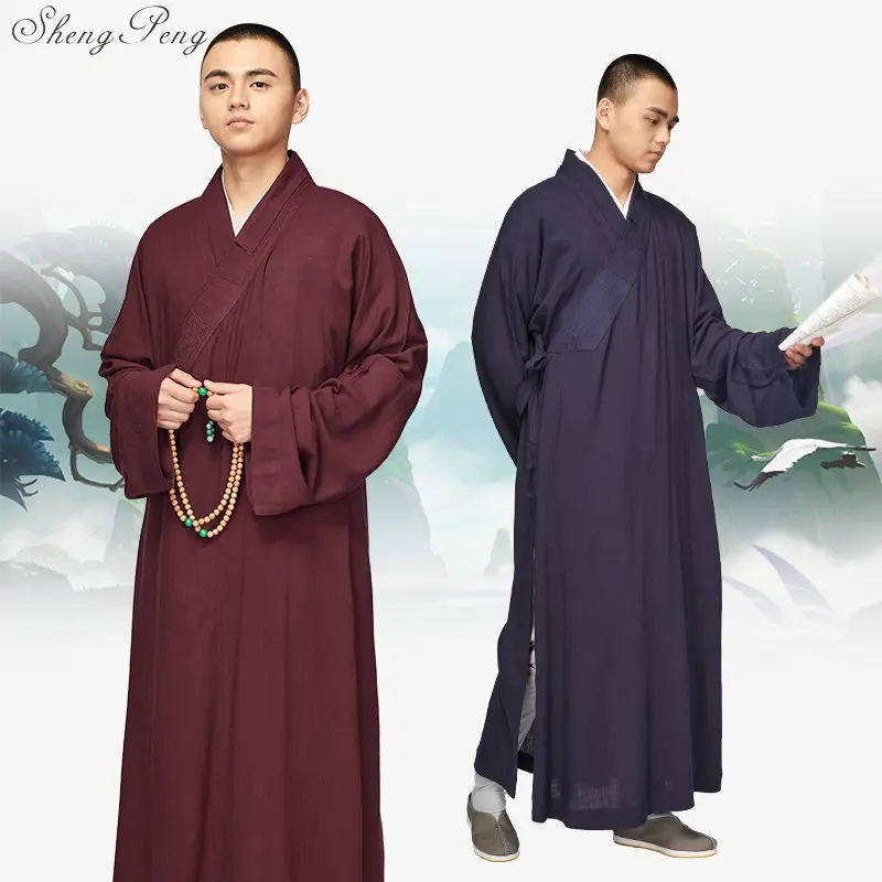 Одеяния буддийских монахов китайский шаолиньский монашеские одежды для мужчин традиционный буддийский монах одежда униформа одежда шаолиньских монахов V796