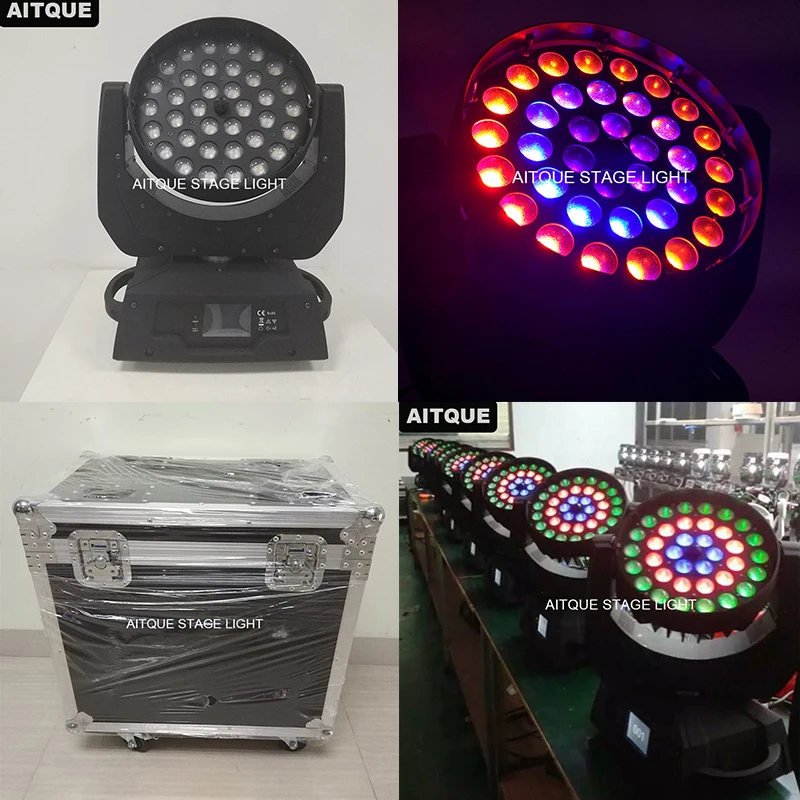 

(8lights+Flycase)led wash 36x18w rgbwa uv 6in1 dmx mobile heads led wash zoom light ring dmx uv moving head light