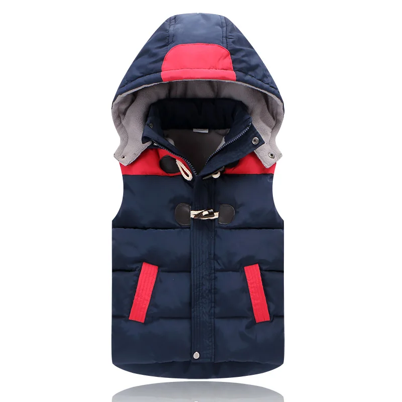Г., зимний жилет для мальчиков, жилетка со съемным капюшоном для мальчиков, зимние куртки и пальто утепленная пуховая детская верхняя одежда, детская одежда - Цвет: blue