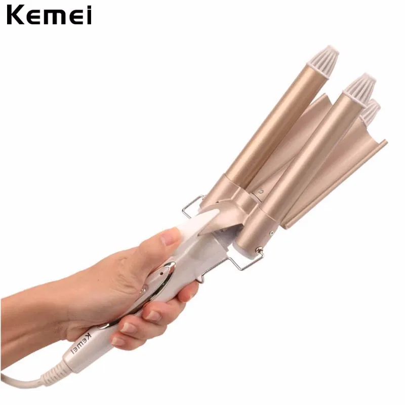 

Electric Magic Hair Curling Ceramic Iron 3 Barrels Clamp Wave Waver Ceramic Curler Deep Curl Irons Tong Rollers Wand Styling 47