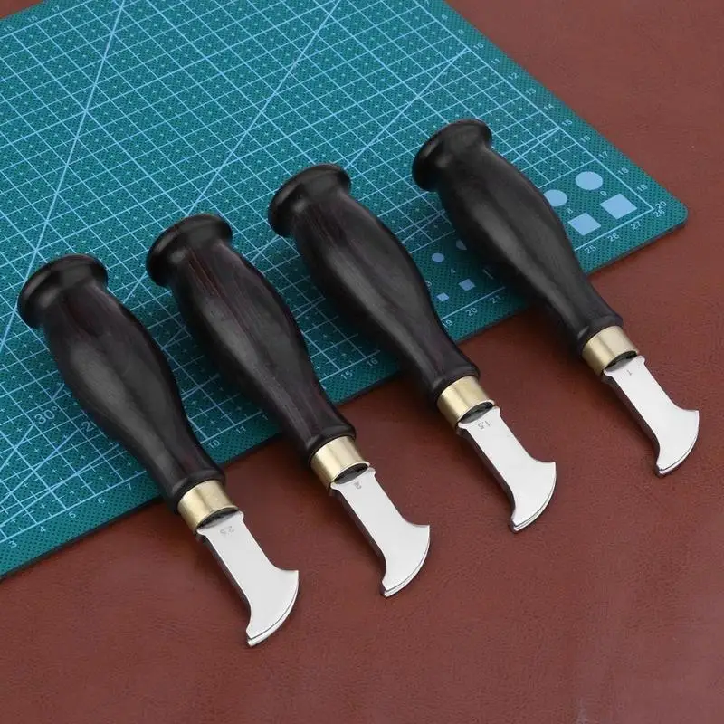 Ebony Handle Leather Edge Creaser Leathercraft Marking Edge Decorate Line Tool Stainless Steel Blade Shallow Groove