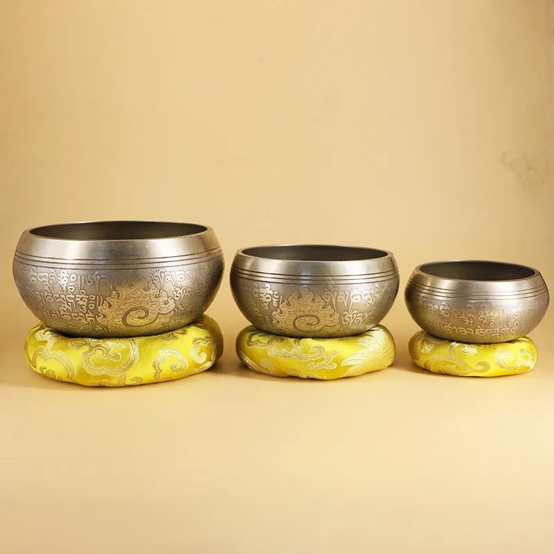

Buddha sound bowl Nepal Tibet chant Yoga meditation chanting bowl Buddhism ornaments handicraft Sanskrit brass singing bowls