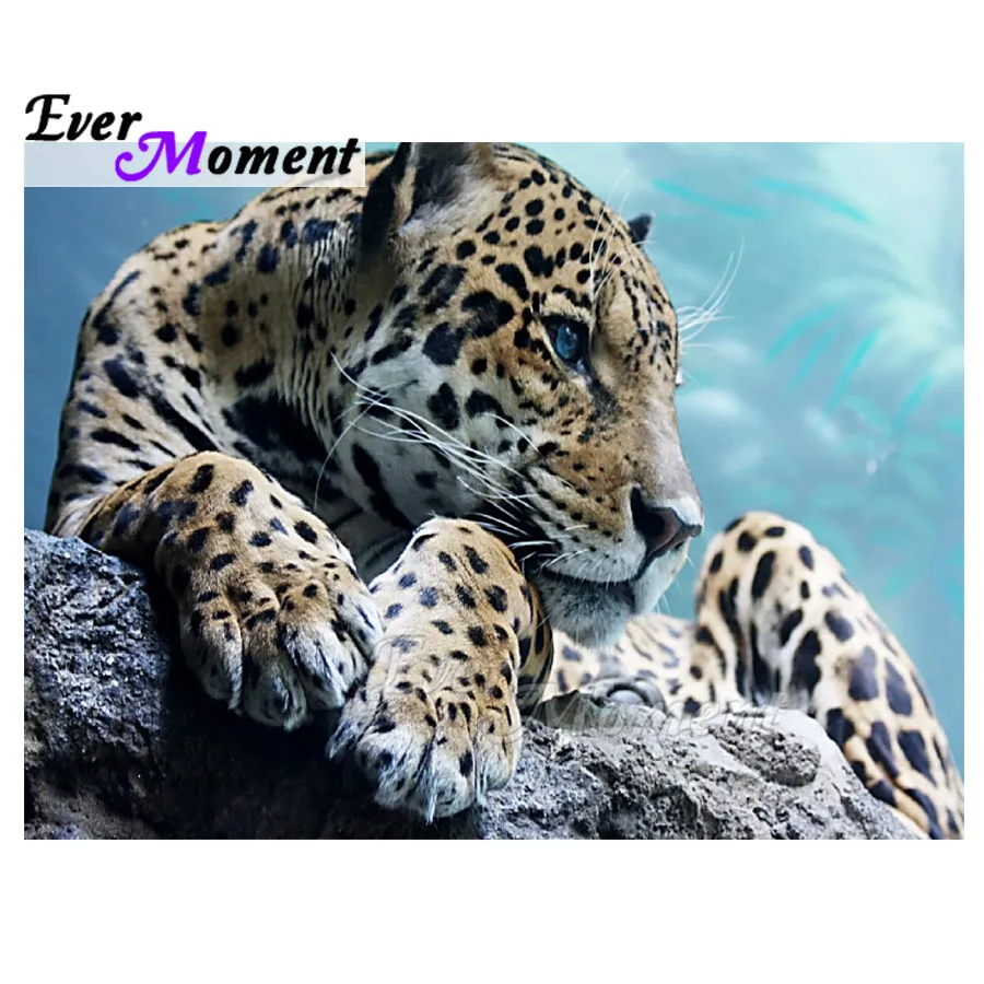 

Ever Moment Diamond Painting Handmade Leopard Lying Stone Picture Of Rhinestone Decoration Home Diamond Embroidery ASF1518