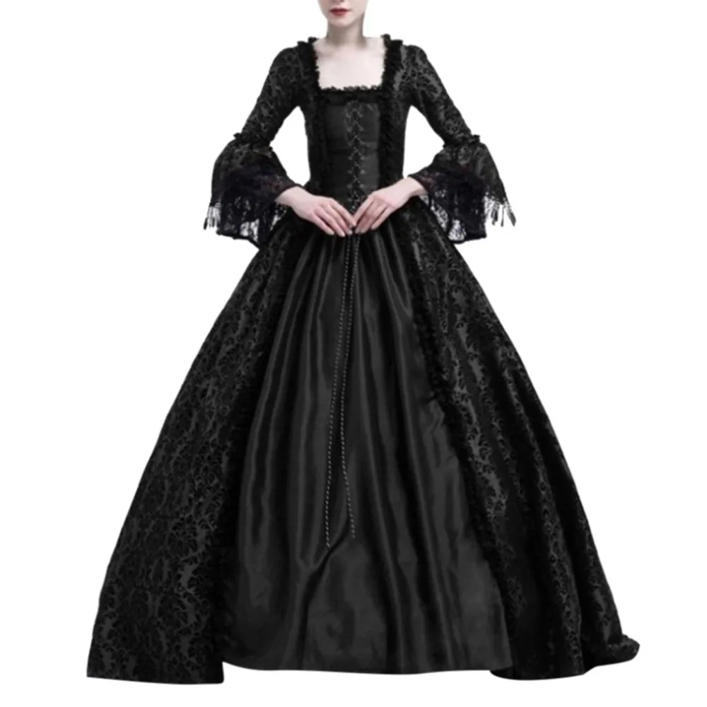 

Women Retro Medieval Party Princess Renaissance Cosplay Lace Floor Length Dress elegant dress evening spring dress 2019 Mar6 p25