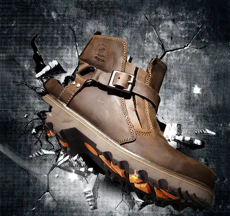 men retro leather motorcycle rider boots shoes