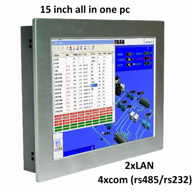 

15 Inch Touch Screen Industrial Panel PC Intel CPU with 4Gb Ram 64GB SSD 2*LAN for POS Terminals Tablet AIO All In One Computer