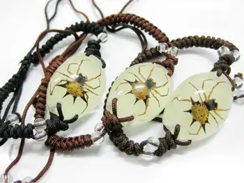 

free shipping 3 pcs real spider insect bangle glow in the dark style bracelet