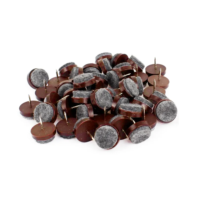 

50pcs Chair Leg Floor Felt Pad Skid Glide DIY Nail Protectors 20mm Dia Brown