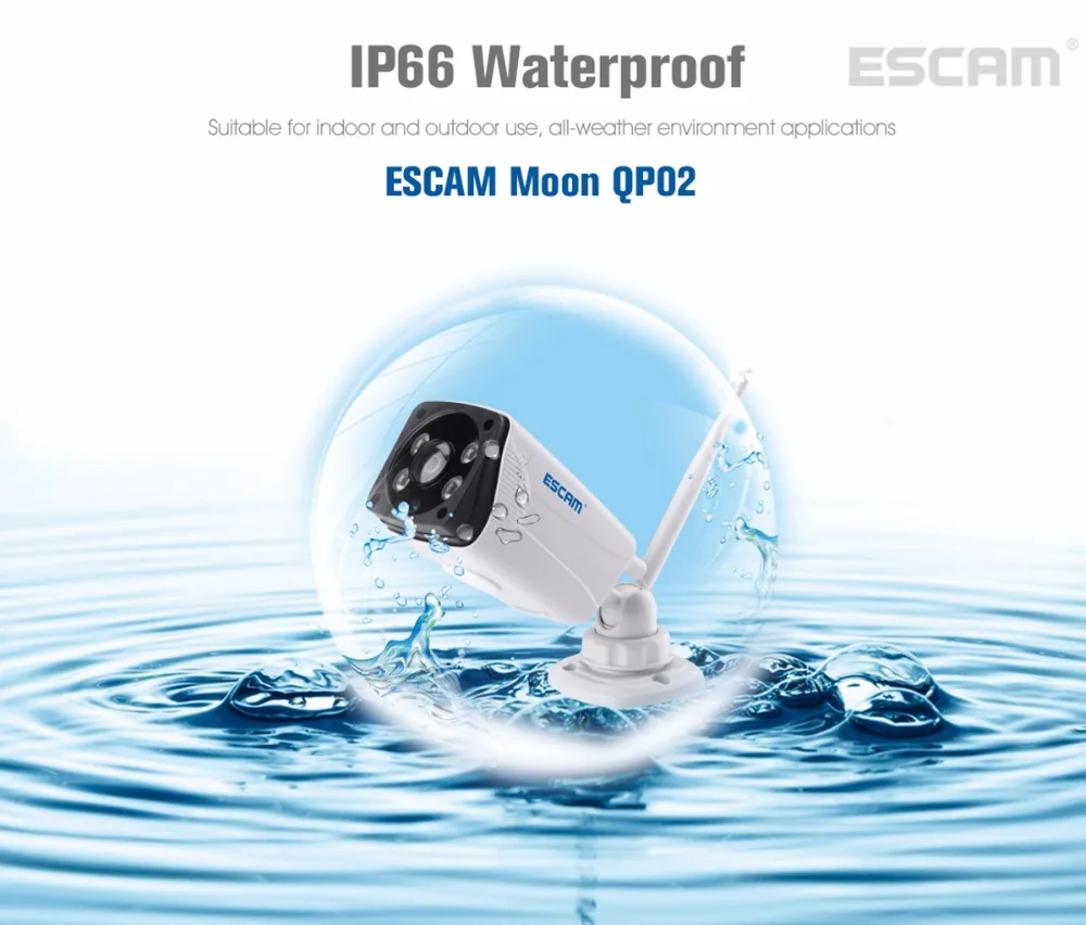 Escam Moon QP02 2MP HD 1080P WIFI Alarm Camera Outdoor Bullet IR-Cut 180 degree Security ip Camera Support Max 64G TF card (10)