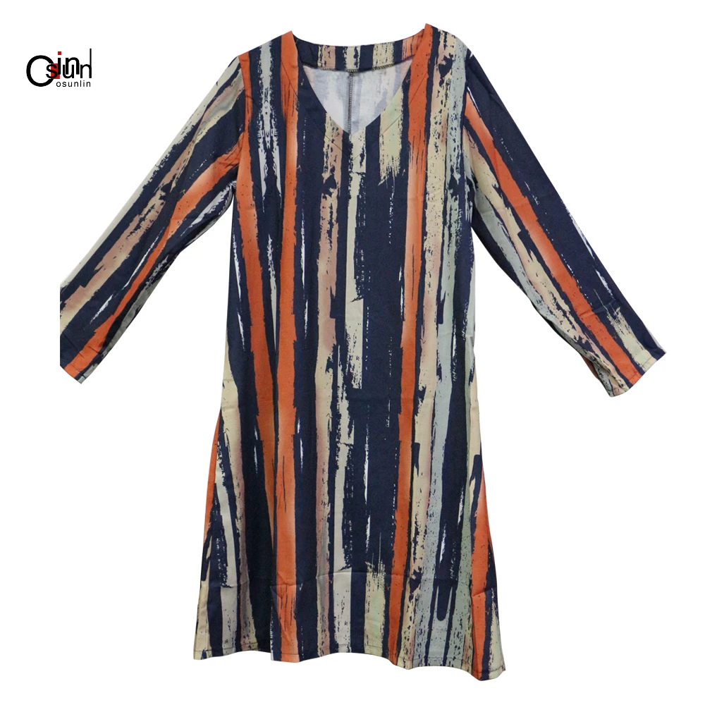 Osunlin 2019 летние женские повседневные платья с круглым вырезом и длинными рукавами
